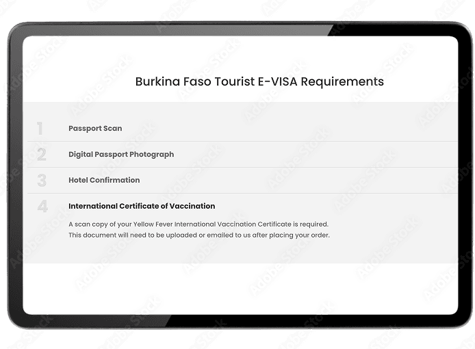 Tablet showing document upload interface with requirements